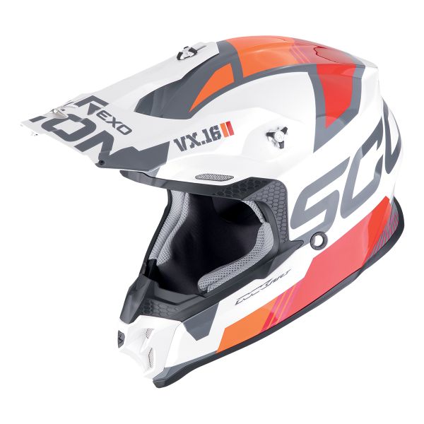 Motocross Scorpion VX-16 Evo Air Analog White Orange Motocross Scorpion VX-16 Evo Air Analog White Orange