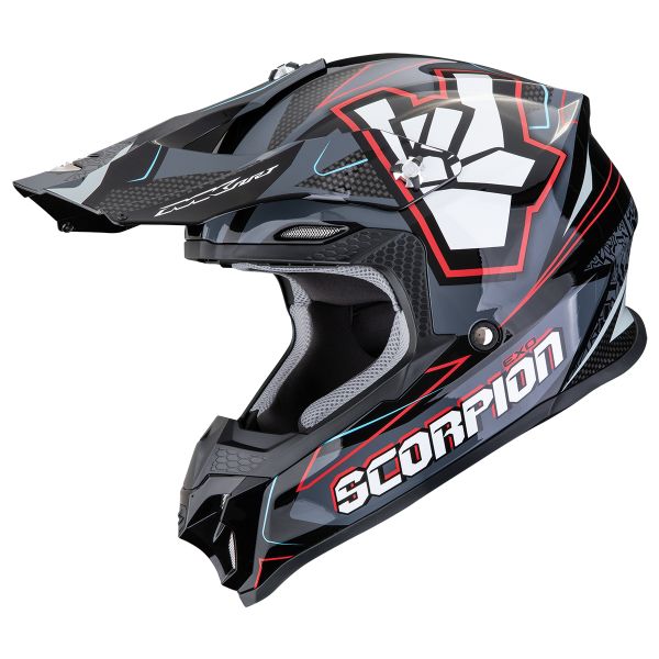 Motocross Scorpion VX-16 Evo Air Rok Black Grey Red Motocross Scorpion VX-16 Evo Air Rok Black Grey Red