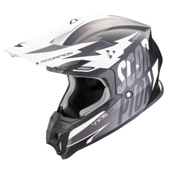 Casque Motocross Scorpion VX-16 Evo Air Slanter Matt Black Silver Casque Motocross Scorpion VX-16 Evo Air Slanter Matt Black Silver