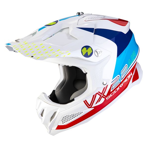 Motocross Scorpion VX-22 Air Ares White Blue Red