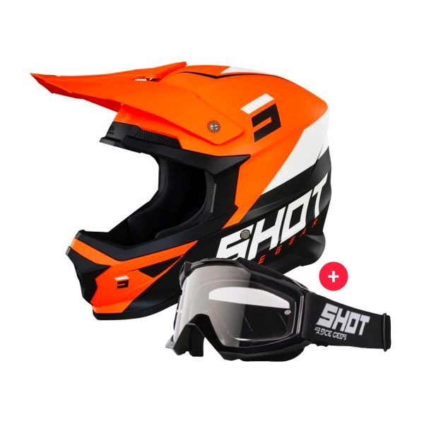 Motocross SHOT Furious Chase Black Neon Orange Matt + Assault Black