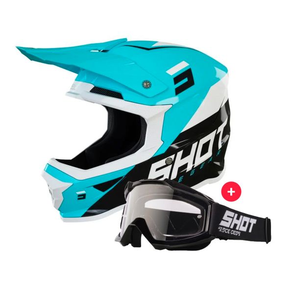 Motocross SHOT Furious Chase Black Turquoise