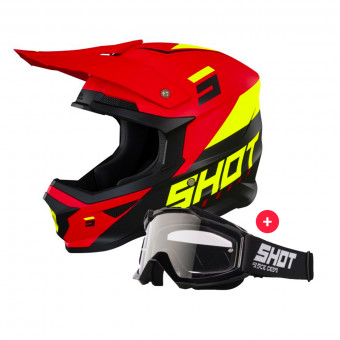 Motocross SHOT Furious Chase Red Neon Yellow Matt + Assault Black