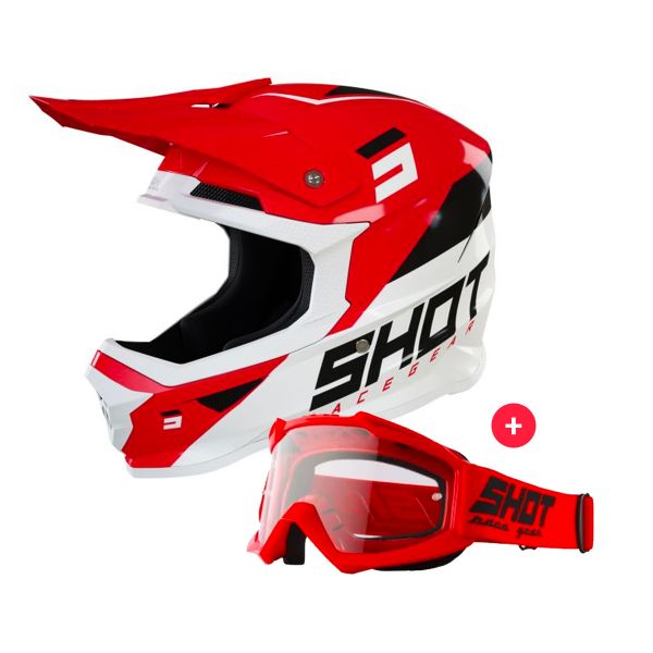 Motocross SHOT Furious Chase Red White + Assault Red