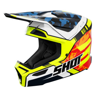 Motocross SHOT Furious Flash Blue Neon Yellow Glossy 2.0