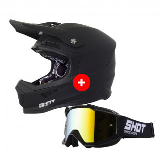 Motocross SHOT Furious Matt Black + Iris Black Iridium Gold