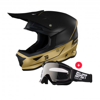 Motocross SHOT Furious Raw 3.0 Black Gold Matt + Assault Black
