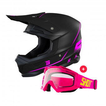 Motocross SHOT Furious Raw 3.0 Black Pink Matt + Assault Neon Pink