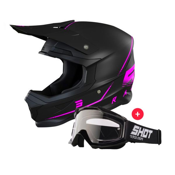 Motocross SHOT Furious Raw 3.0 Black Pink Matt + Assault Black