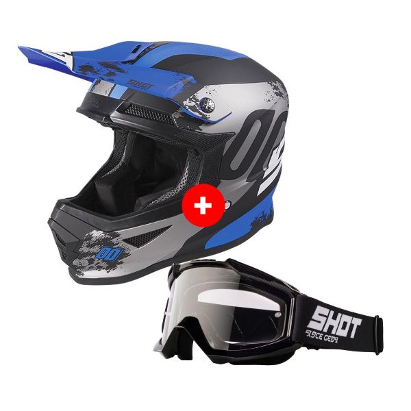 Motocross SHOT Furious Shadow Blue Matt + Assault Black