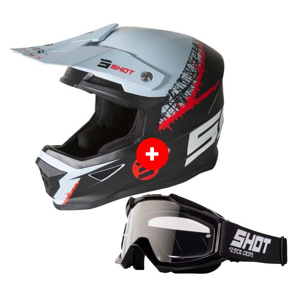 Motocross SHOT Furious Storm Black Grey Red Matt + Assault Black