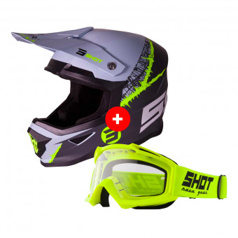 Motocross SHOT Furious Storm Dark Grey Neon Yellow Matt + Assault Neon Yellow