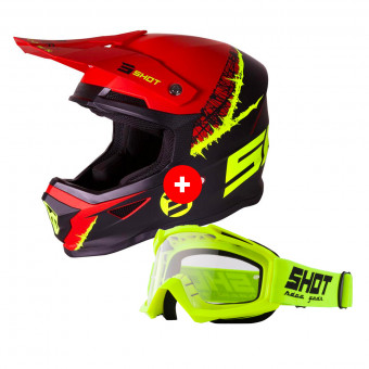 Motocross SHOT Furious Storm Lime Red Matt + Assault Neon Yellow