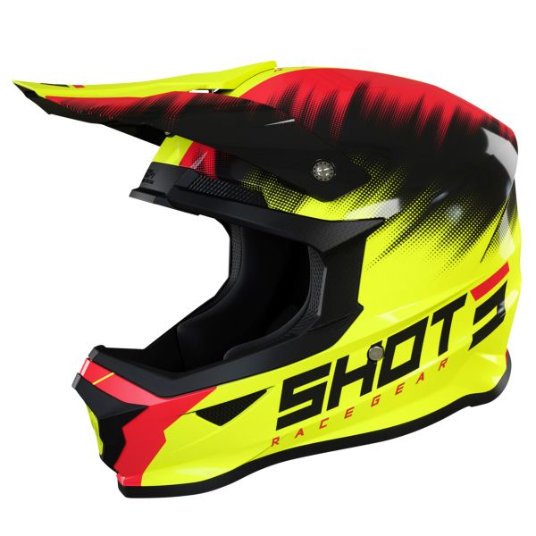 Motocross SHOT Furious Versus Neon Yellow Red Kid