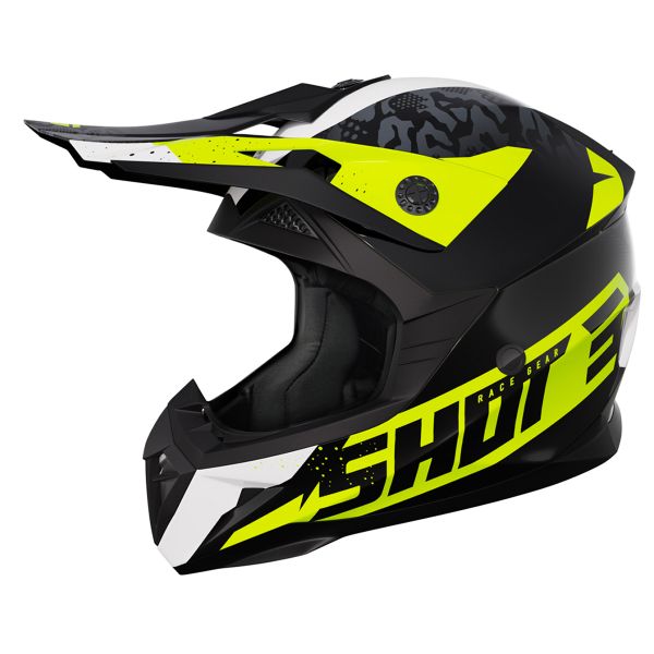 Motocross SHOT Pulse Airfit Black White Neon Yellow Glossy Motocross SHOT Pulse Airfit Black White Neon Yellow Glossy