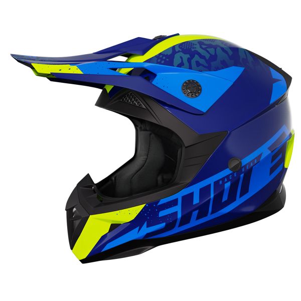 Motocross SHOT Pulse Airfit Blue Neon Yellow Glossy