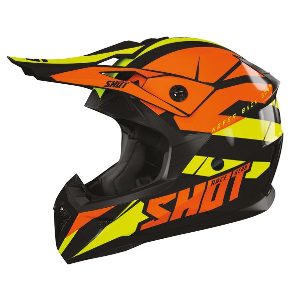 Motocross SHOT Pulse Kid Revenge Black Orange Neon Yellow Glossy