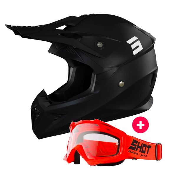 Motocross SHOT Pulse Matt Black + Assault Neon Orange