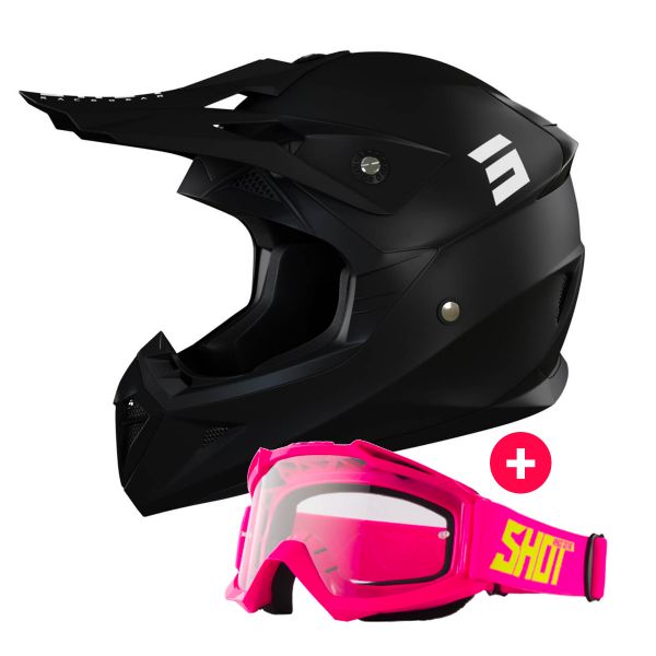 Motocross SHOT Pulse Matt Black + Assault Neon Pink