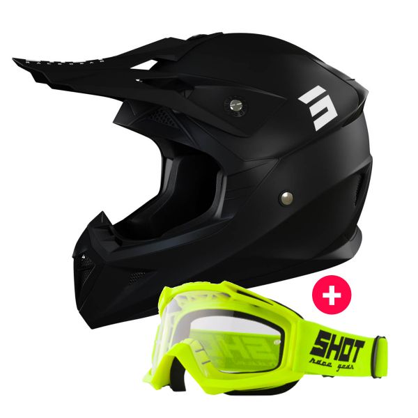Motocross SHOT Pulse Matt Black + Assault Neon Yellow