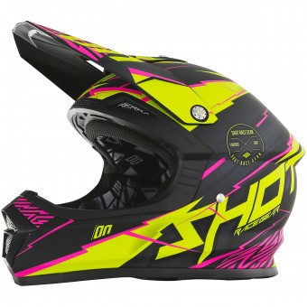 Motocross SHOT Furious Infinity Lime Pink Matt