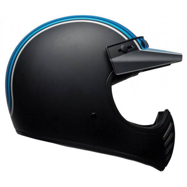 Bell Moto-3 Matte Silver Black Blue Stripes