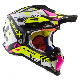 Motocross LS2 Subverter Triplex Black Pink Yellow MX470
