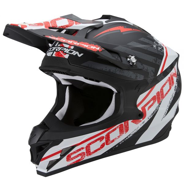 Motocross Scorpion VX-15 Evo Air Gamma Matt Black White Red