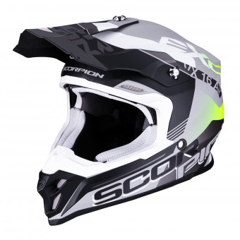 Casque Motocross Scorpion VX-16 Air Arhus Matt Silver Black Yellow Neon Casque Motocross Scorpion VX-16 Air Arhus Matt Silver Black Yellow Neon