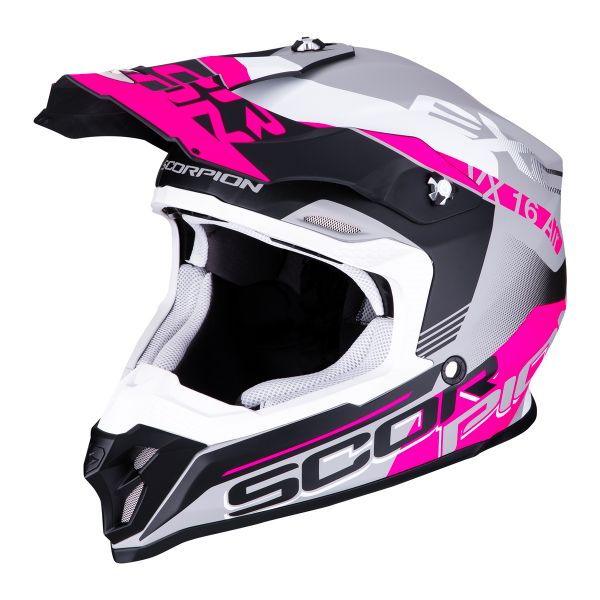 Motocross Scorpion VX-16 Air Arhus Matt Silver Black Rose