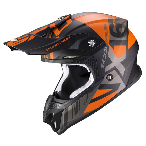 Motocross Scorpion VX-16 Air Mach Matt Black Orange