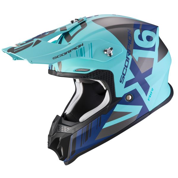 Motocross Scorpion VX-16 Air Mach Matt Blue Silver