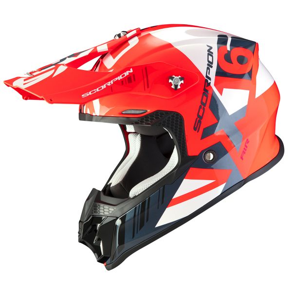 Motocross Scorpion VX-16 Air Mach Neon Red White