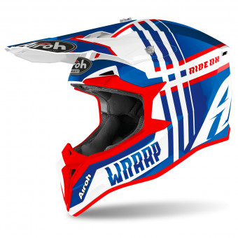 Casque Motocross Airoh Wraap Broken Blue Red Casque Motocross Airoh Wraap Broken Blue Red