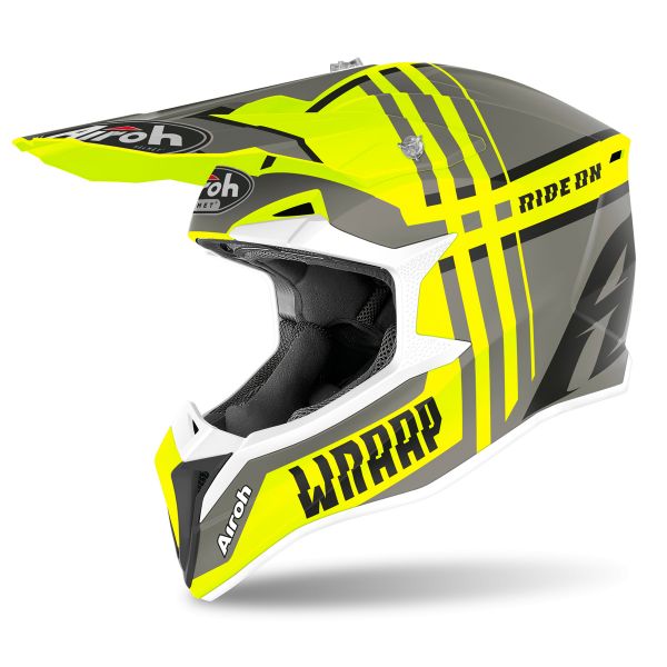 Motocross Airoh Wraap Broken Yellow Matt