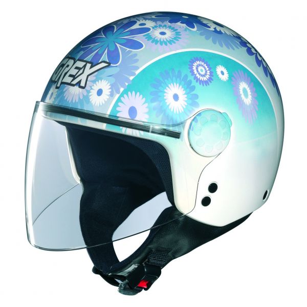 Motorcycle Helmet Grex DJ1 Visor Artwork Flower Blue 80