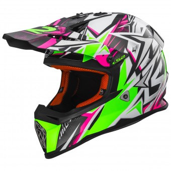 Kids LS2 Fast Mini Strong White Green Pink MX437J