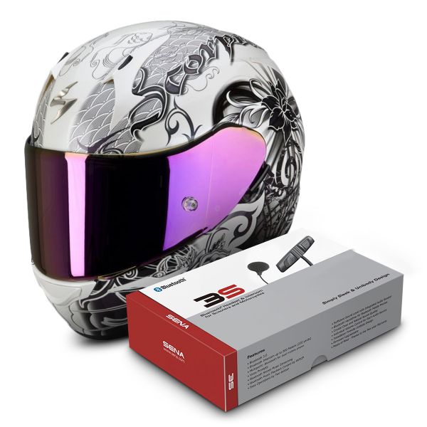 Full Face Scorpion EXO 410 Air Orchid White Nacre + Sena 3S Bluetooth Kit