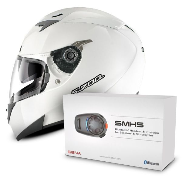 Full Face Shark S700 S Prime WHU Pinlock + Sena SMH5 Bluetooth Kit