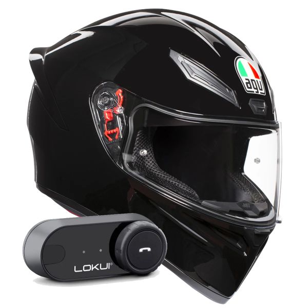 Full Face AGV K1 S Mono Black + Kit Bluetooth Lokui K30 Full Face AGV K1 S Mono Black + Kit Bluetooth Lokui K30