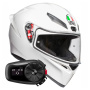 Casque Full Face AGV K1 S Mono White + Kit Bluetooth 5S Solo