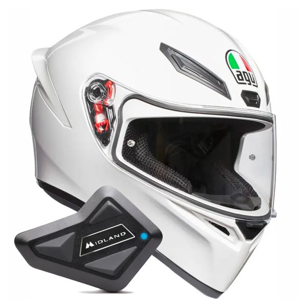 Full Face AGV K1 S Mono White + Kit Bluetooth BT Mini Full Face AGV K1 S Mono White + Kit Bluetooth BT Mini