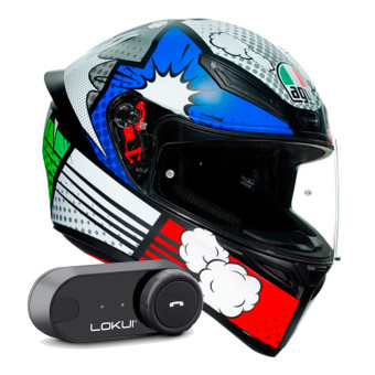 Full Face AGV K1 S Multi Bang Matt Italy Blue + Kit Bluetooth Lokui K30