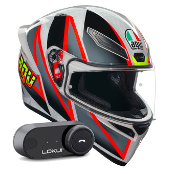 Full Face AGV K1 S Multi Blipper Grey Red + Kit Bluetooth Lokui K30
