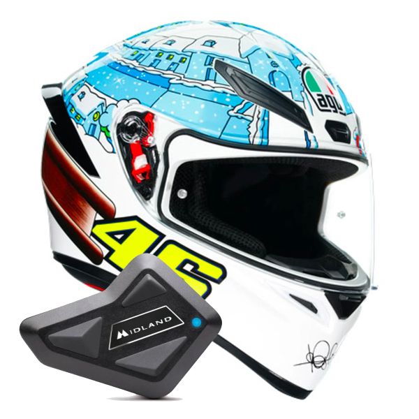 Full Face AGV K1 S Top Rossi Winter Test 2017 + Kit Bluetooth BT Mini