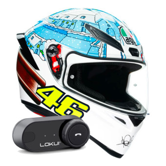 Full Face AGV K1 S Top Rossi Winter Test 2017 + Kit Bluetooth Lokui K30