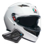 Casque Full Face AGV K3 Mono Silk White + Kit Bluetooth BT Mini