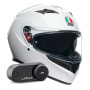 Casque Full Face AGV K3 Mono Silk White + Kit Bluetooth Lokui K30