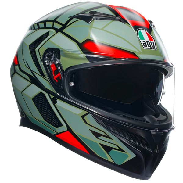 Full Face AGV K3 Multi Decept Matt Black Green Red Full Face AGV K3 Multi Decept Matt Black Green Red