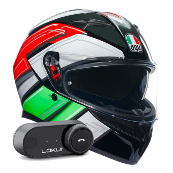 Full Face AGV K3 Multi Wing Black Italy + Kit Bluetooth Lokui K30
